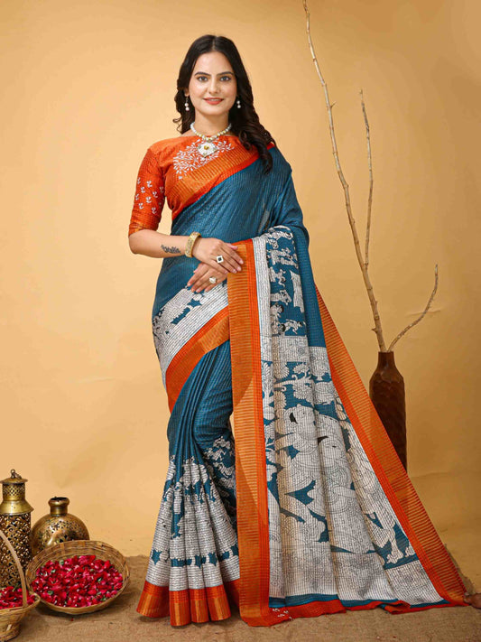 Handloom Cotton Saree Light Blue