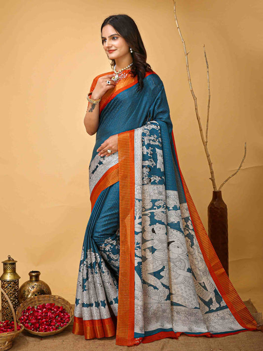 Handloom Cotton Saree Light Blue