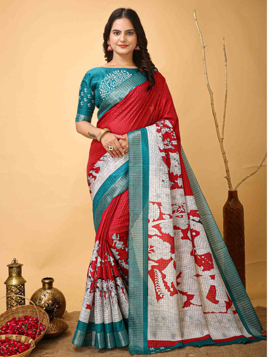 Handloom Cotton Saree Maroon