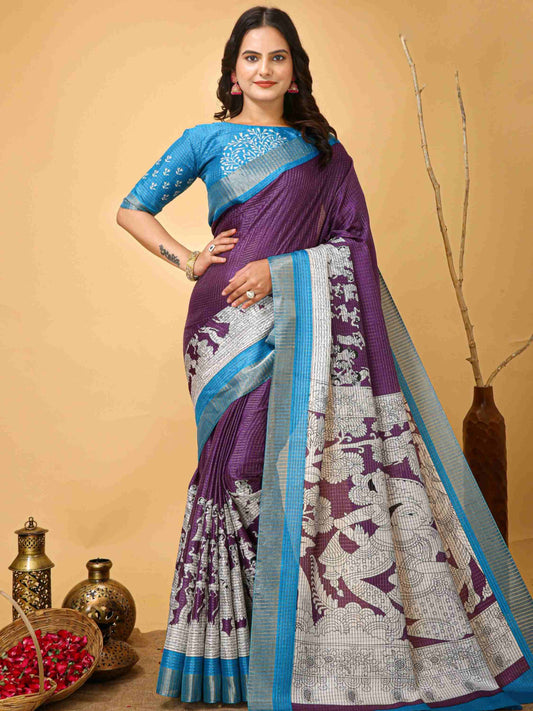 Handloom Cotton Saree Purple