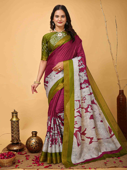 Handloom Cotton Saree Wine