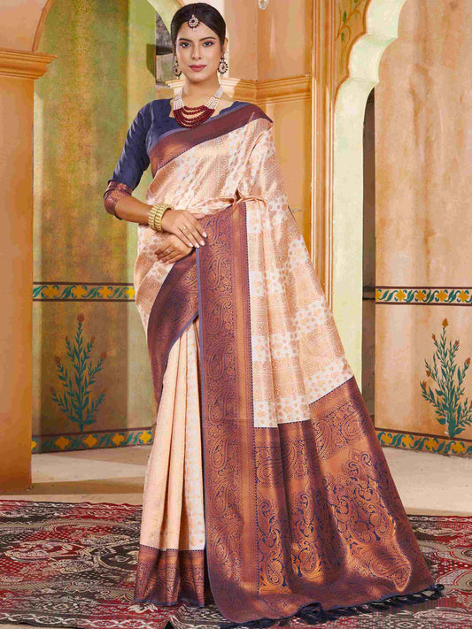 Ivory Kanjivaram Silk Saree