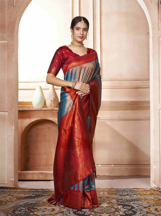 Kanjivaram Saree Turquoise