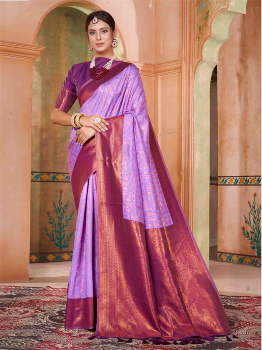 Lavender Kanjivaram Silk Saree