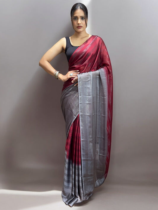 Maroon Ready-to-Wear Saree