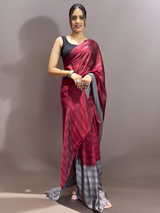 Maroon Ready-to-Wear Saree