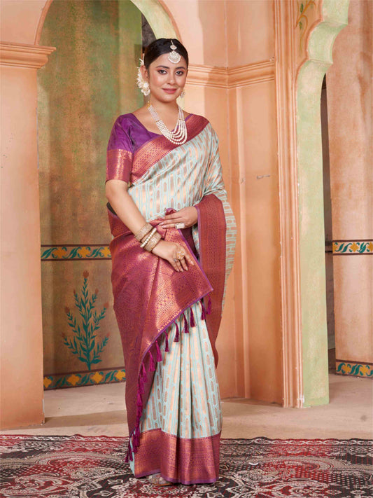 Mint Green Kanjivaram Silk Saree