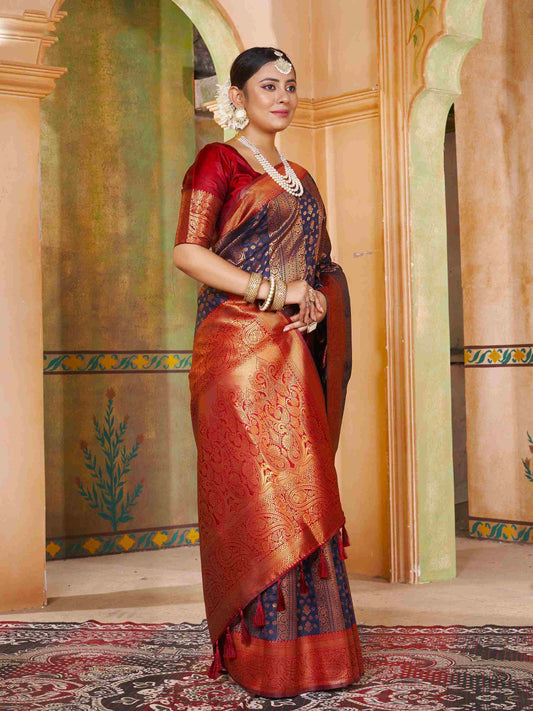 Navy Blue Kanjivaram Silk Saree