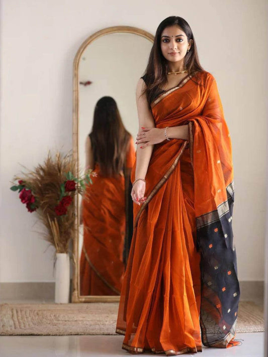 Orange Chanderi Saree