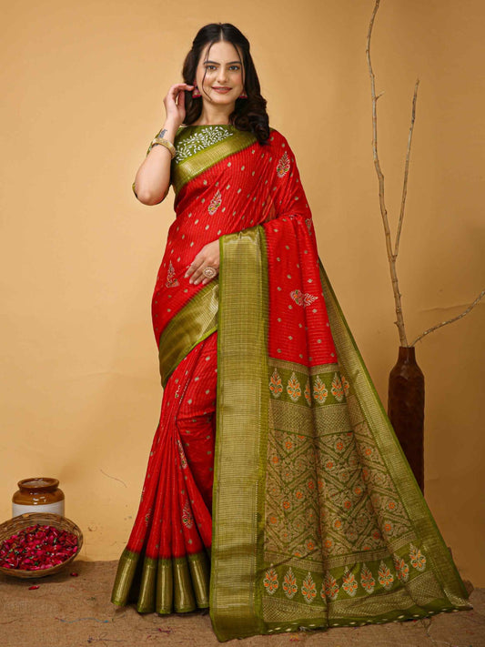 Orange Dola Silk Saree
