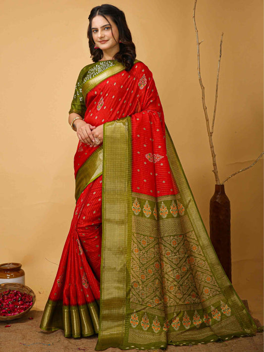 Orange Dola Silk Saree