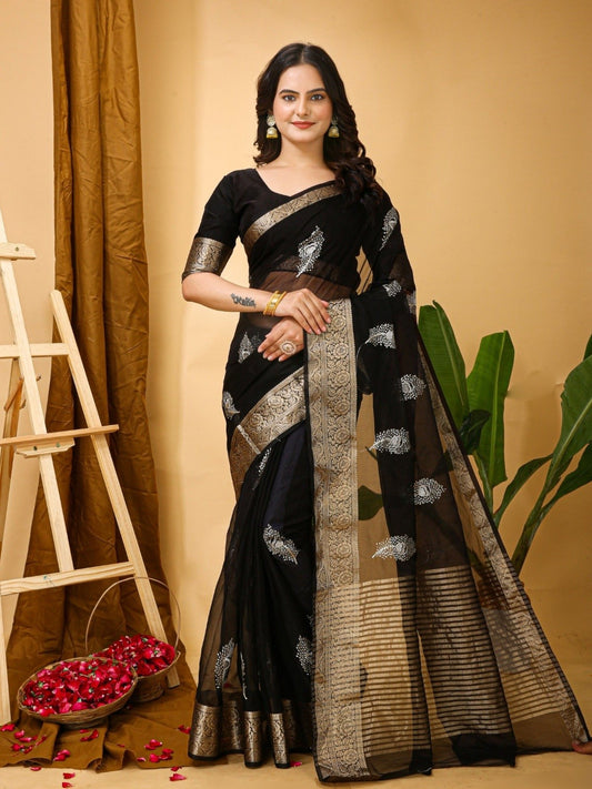 Organza Saree Black