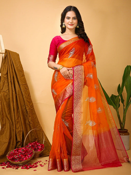 Organza Saree Orange
