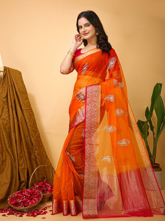 Organza Saree Orange