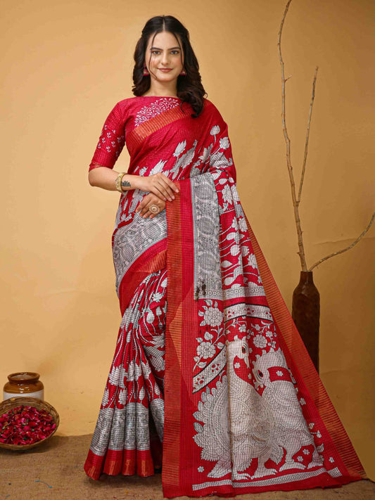 Pink Handloom Cotton Saree