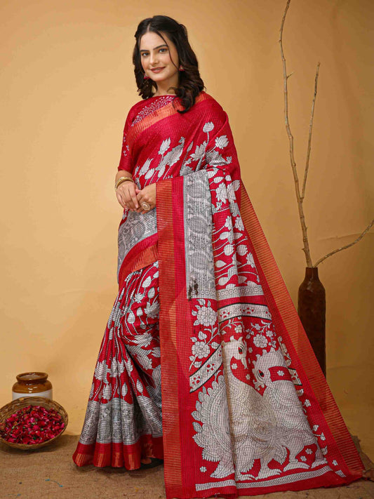 Pink Handloom Cotton Saree