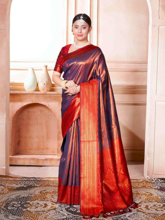 Plum Kanjivaram Silk Saree