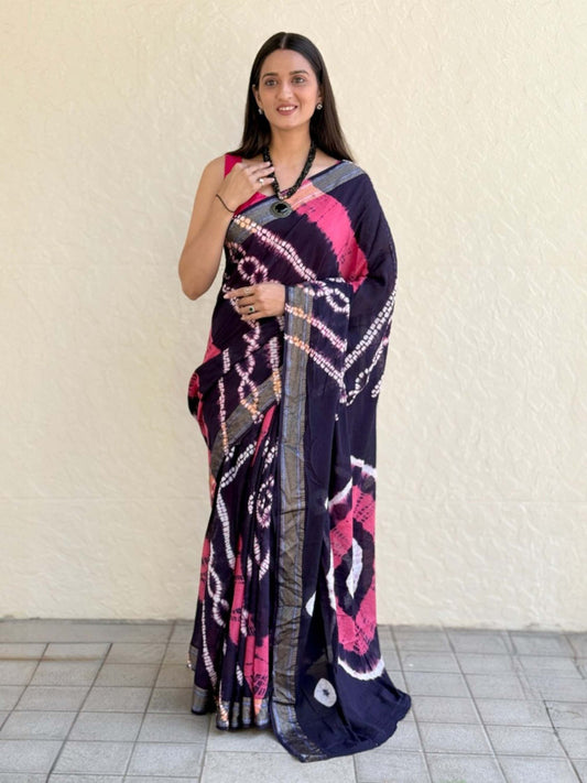 Pure Mulmul Cotton Saree Blue