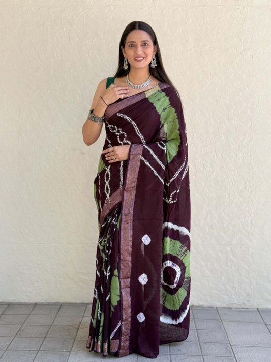 Pure Mulmul Cotton Saree Coffee
