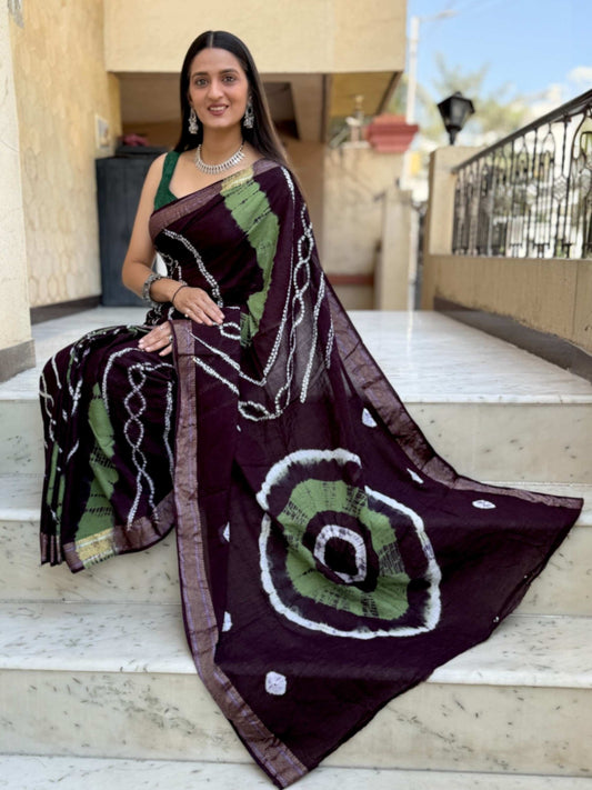 Pure Mulmul Cotton Saree Coffee