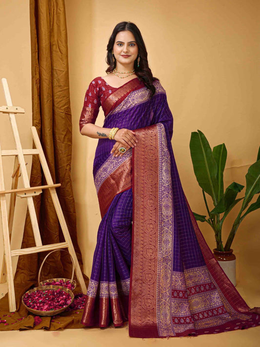 Purple Dola Silk Cotton Saree