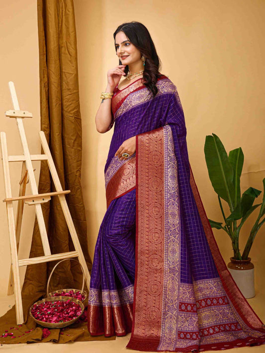 Purple Dola Silk Cotton Saree