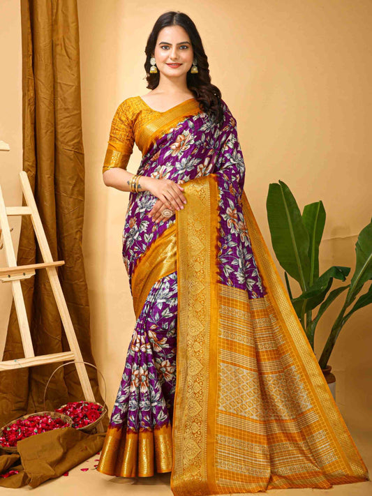Purple Dola Silk Cotton Saree