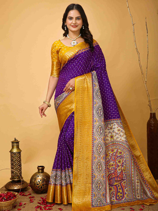 Purple Dola Silk Cotton Saree