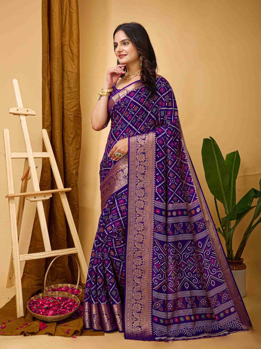 Purple Dola Silk Saree