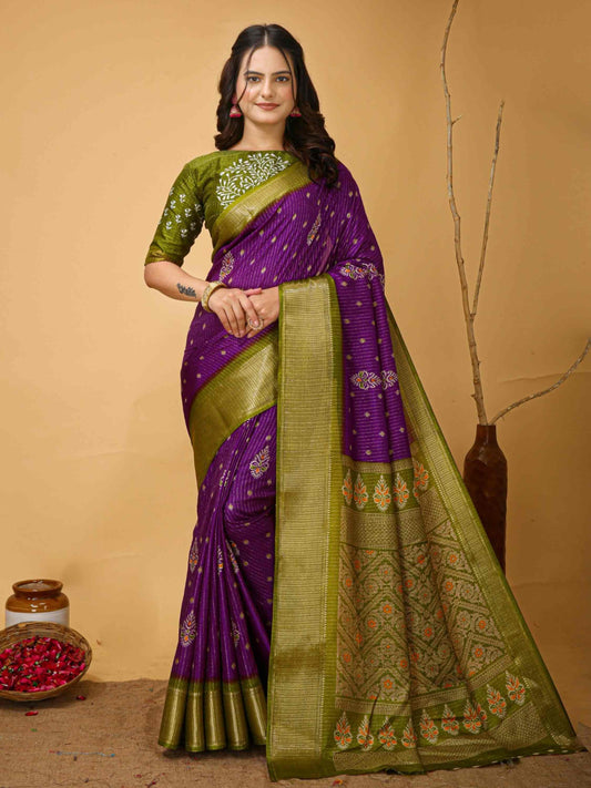 Purple Dola Silk Saree