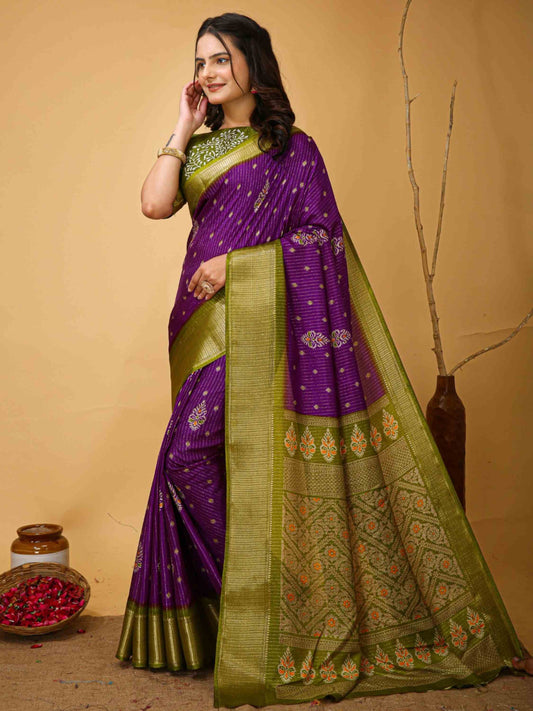 Purple Dola Silk Saree