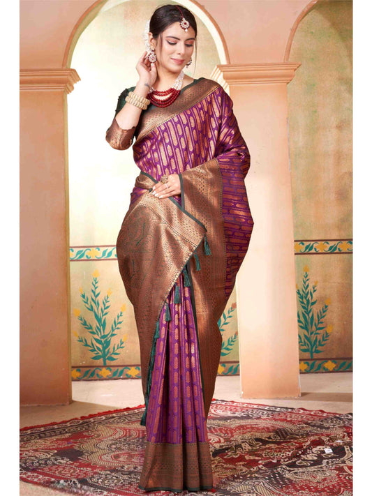 Purple Kanjivaram Silk Saree