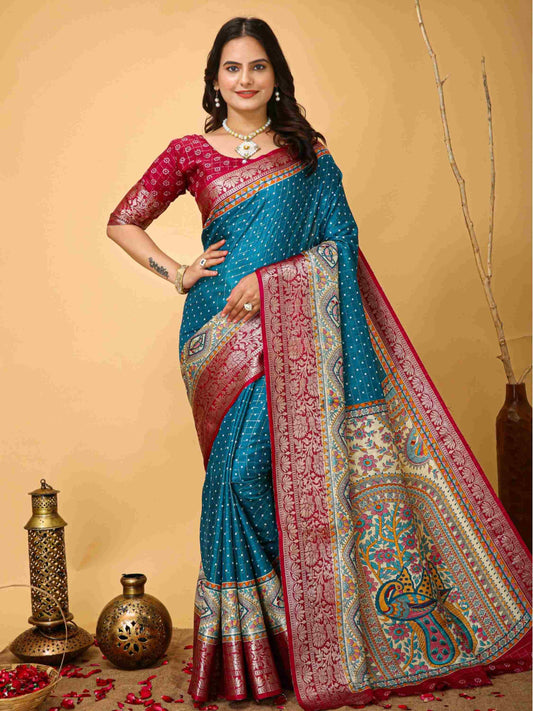 Sky Blue Dola Silk Cotton Saree