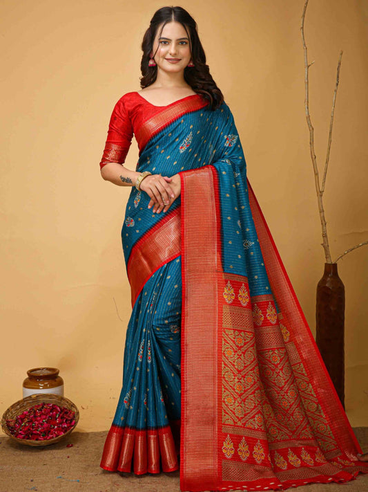 Sky Blue Dola Silk Saree
