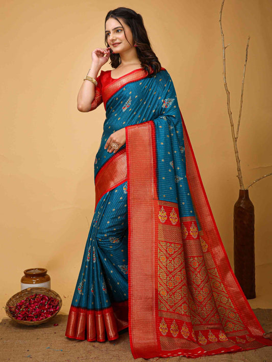 Sky Blue Dola Silk Saree