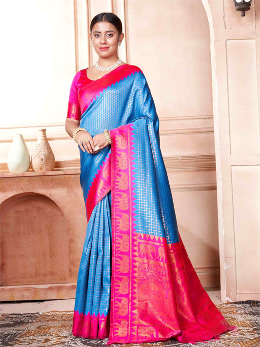Sky Blue Kanjivaram Silk Saree