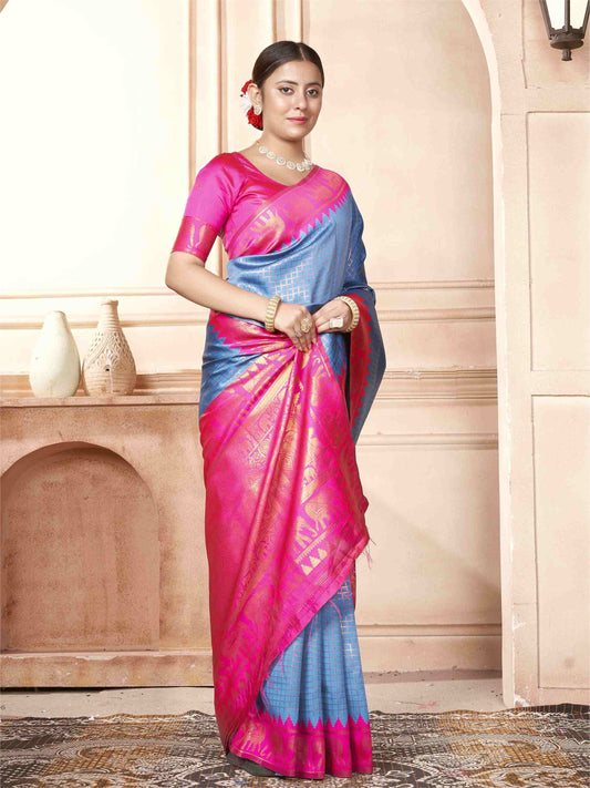 Sky Blue Kanjivaram Silk Saree