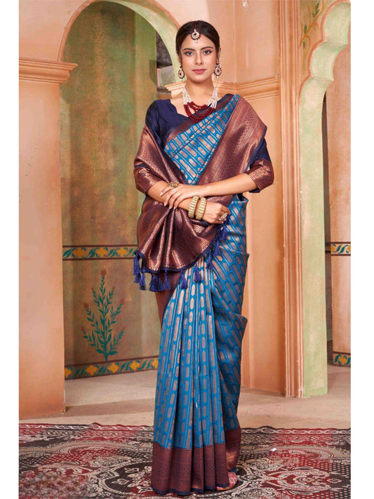 Sky Blue Kanjivaram Silk Saree