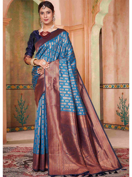 Sky Blue Kanjivaram Silk Saree