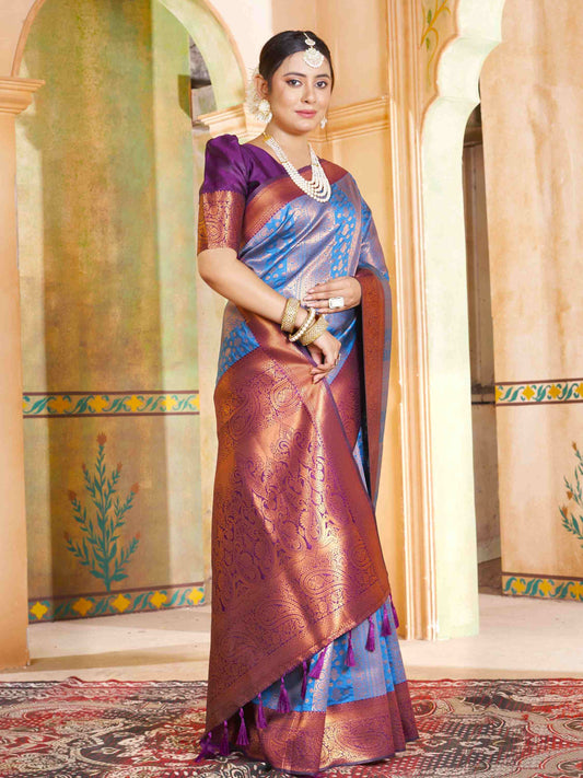 Sky Blue Kanjivaram Silk Saree