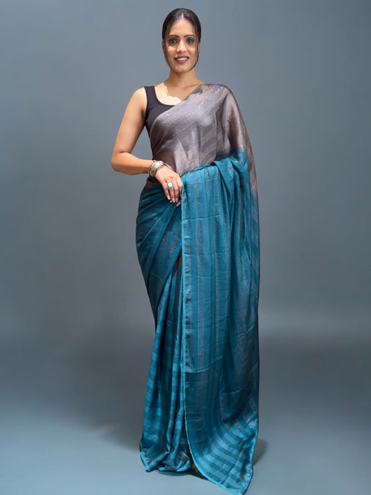 Sky Blue Ready-to-Wear Saree