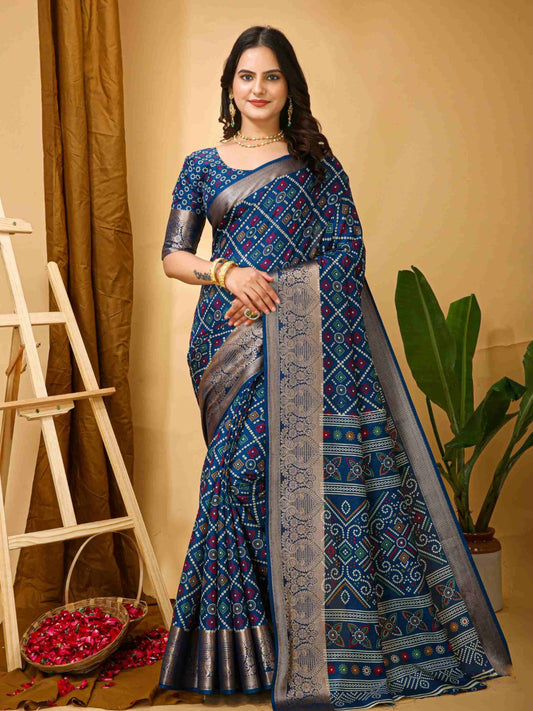 Teal Blue Dola Silk Saree