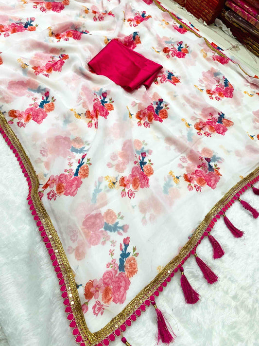 White Chiffon Saree