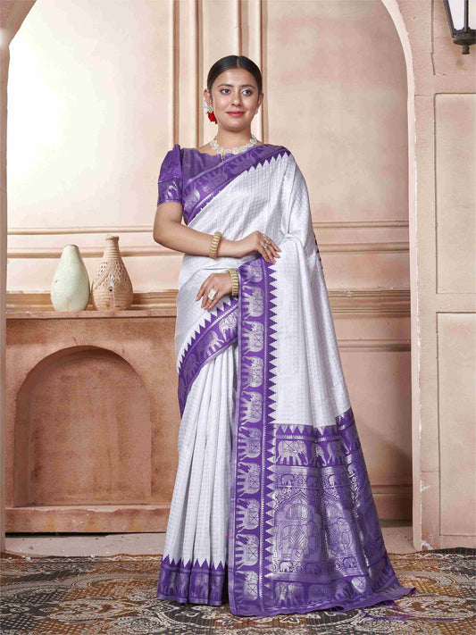 White Kanjivaram Silk Saree