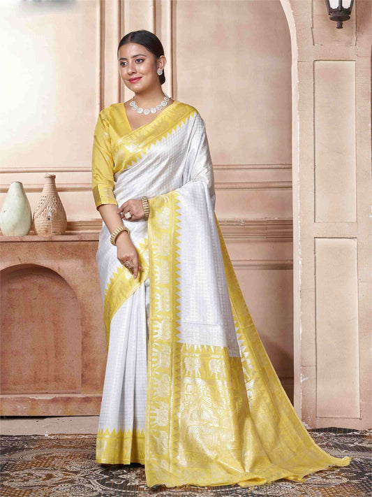 White Kanjivaram Silk Saree