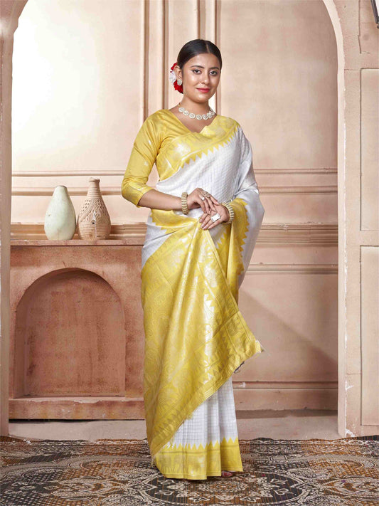 White Kanjivaram Silk Saree