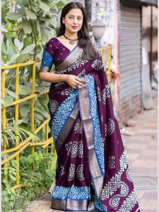 Wine Dola Silk Cotton Saree