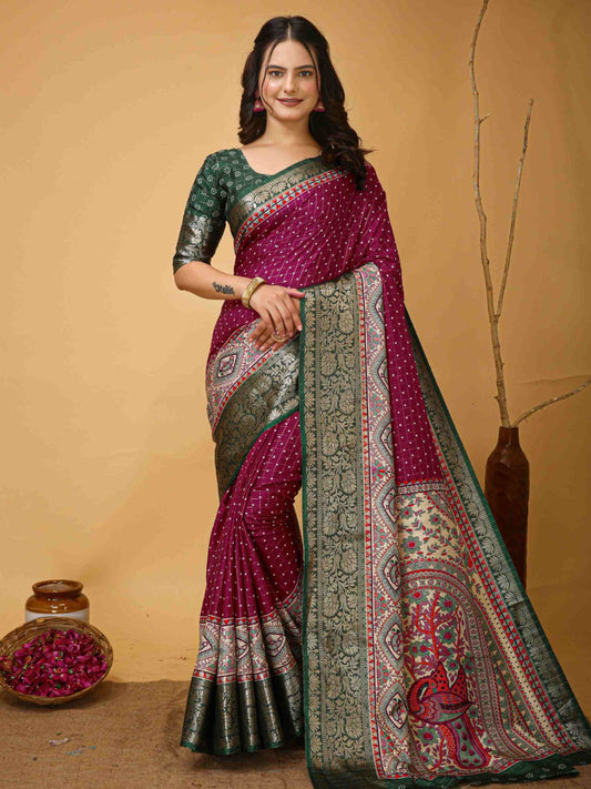 Wine Dola Silk Cotton Saree