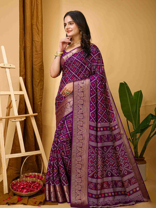 Wine Dola Silk Saree
