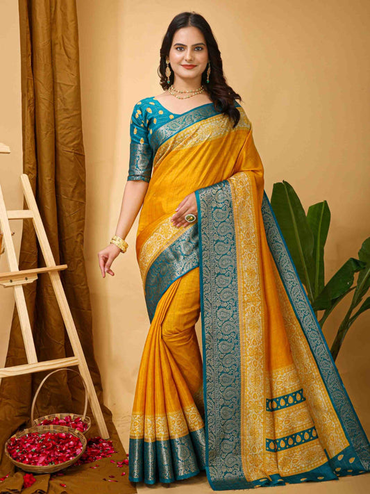 Yellow Dola Silk Cotton Saree